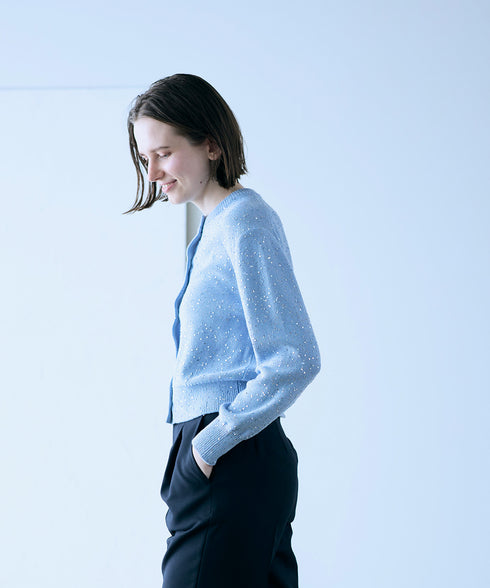 cotton polyester spangle cardigan