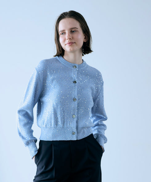 cotton polyester spangle cardigan