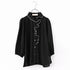 picot raffle collar tuck blouse