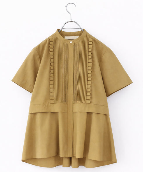 tuck frill flare half sleeve shirt