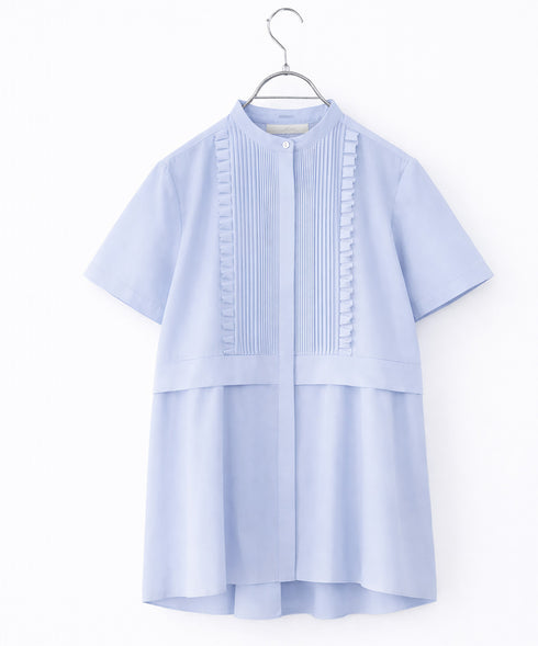 tuck frill flare half sleeve shirt