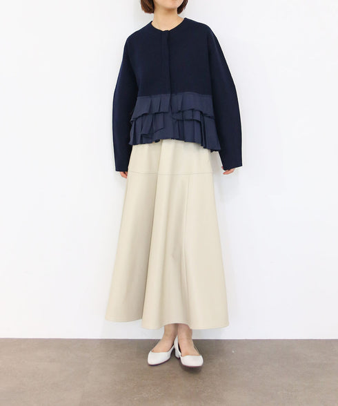 【10/23発売予定】layered taffeta knit jacket