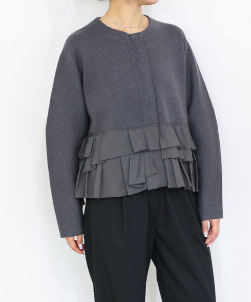 【10/23発売予定】layered taffeta knit jacket