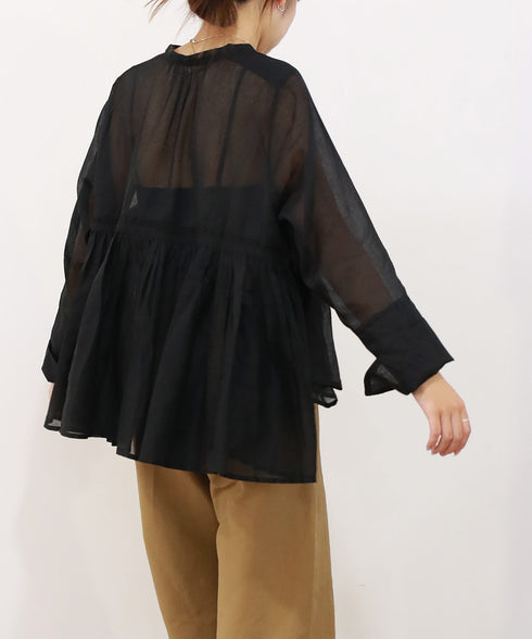 sheer starched cotton lace flare blouse
