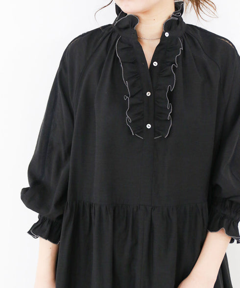 sheer jabot lace dress