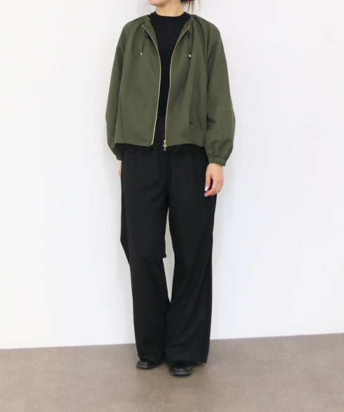 scallop-lace hem twill blouson