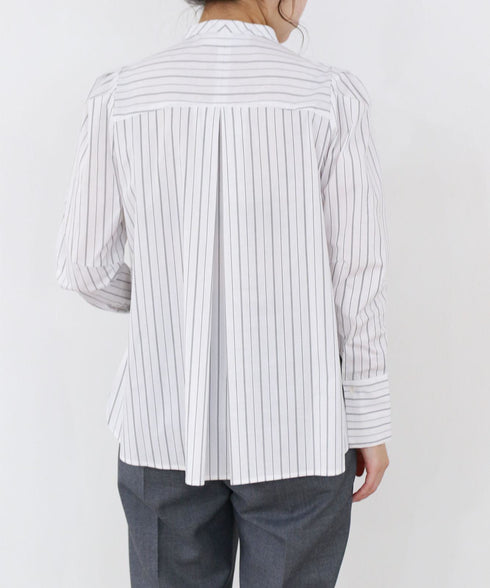 tuck frill strip blouse