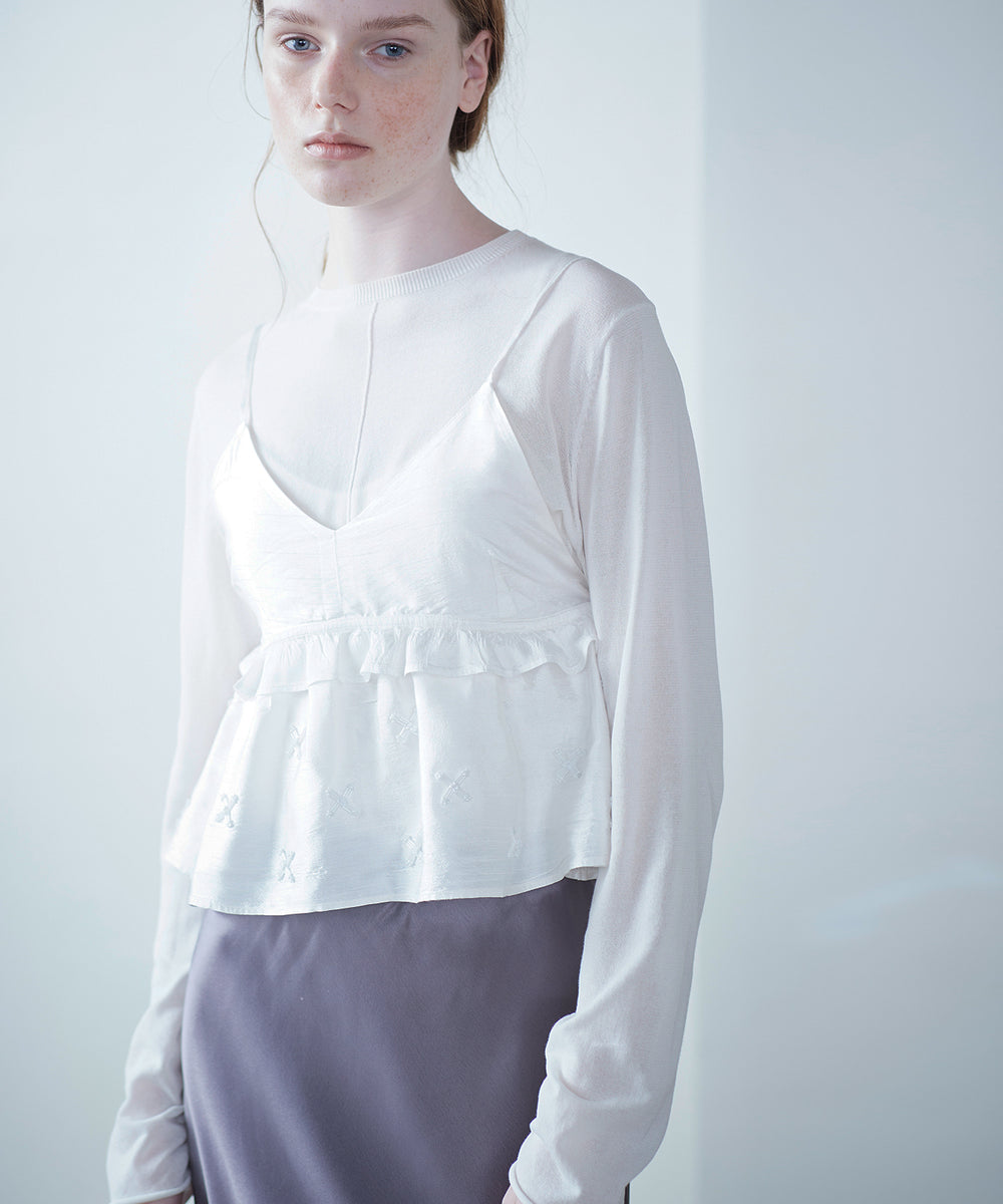 キャミソール 「SOI-MeME」ビーズモチーフタフタキャミソール SOI-MeME】beads motif taffeta camisole – MARILYN MOON
