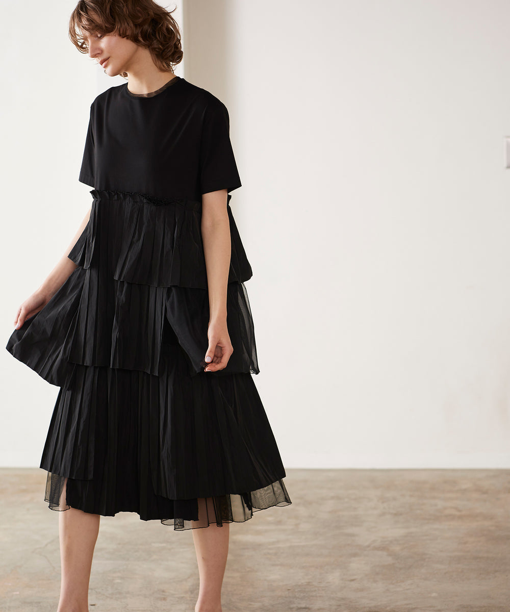 Raffle pleats layered dress – MARILYN MOON OFFICIAL ONLINE SHOP