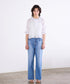 sheer check raffle collar blouse