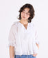 sheer check raffle collar blouse
