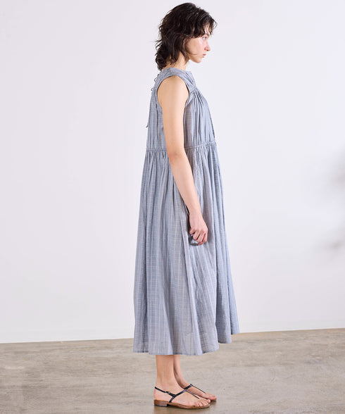 sheer check 2way gathered dress