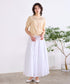 sheer check tuck gather skirt