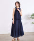 sheer check tuck gather skirt