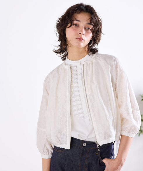 reversible sheer lace blouson