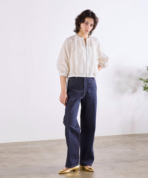 reversible sheer lace blouson