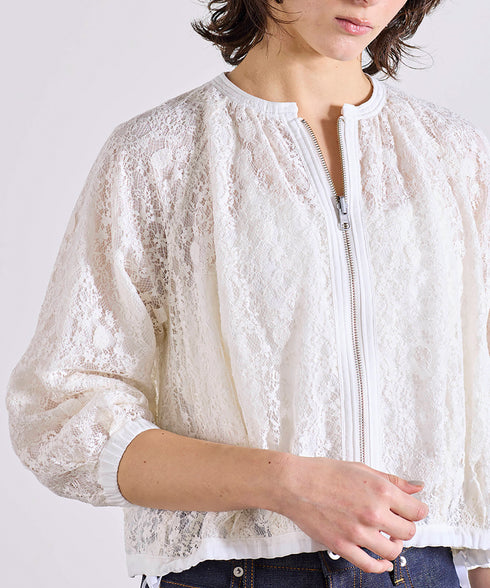 reversible sheer lace blouson
