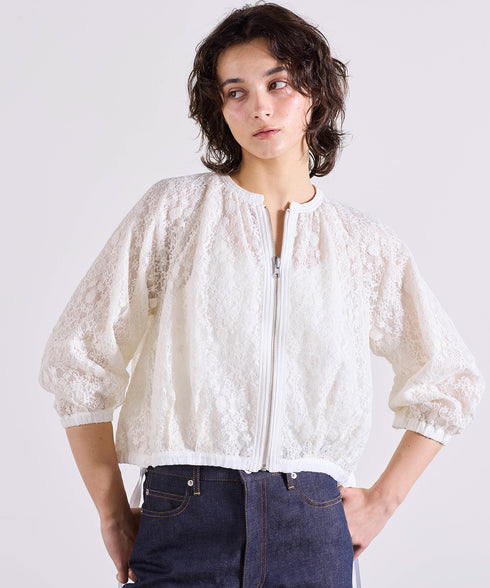 reversible sheer lace blouson