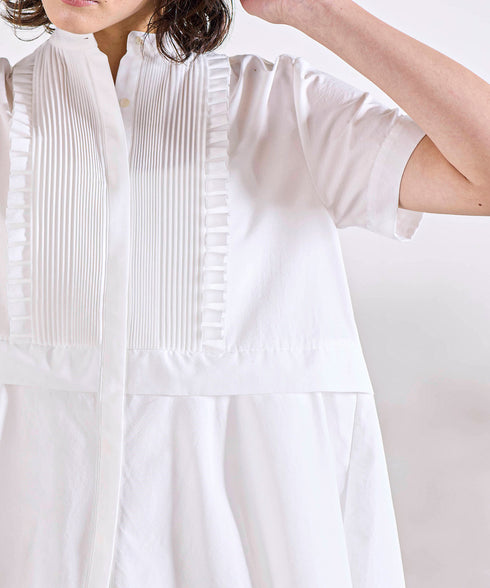 tuck frill flare half sleeve shirt
