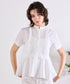 tuck frill flare half sleeve shirt