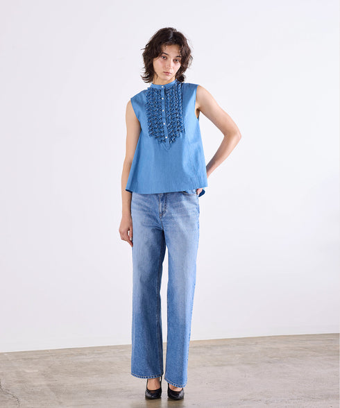 modern tuck frill flare blouse