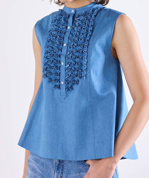 modern tuck frill flare blouse