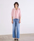 picot raffle collar tuck blouse