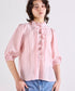 picot raffle collar tuck blouse