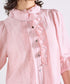 picot raffle collar tuck blouse