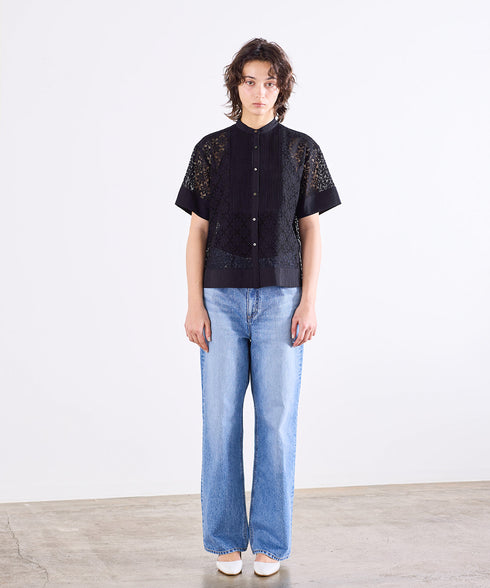 code leaver lace pintuck blouse