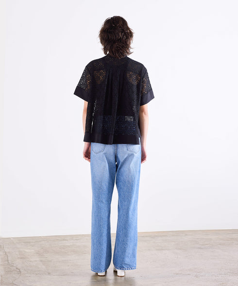 code leaver lace pintuck blouse