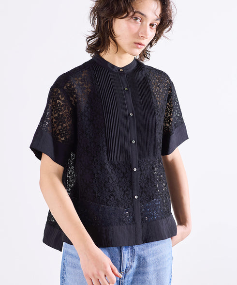 code leaver lace pintuck blouse