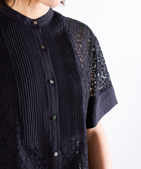 code leaver lace pintuck blouse
