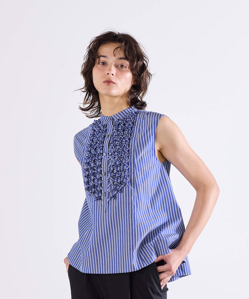 modern tuck frill flare blouse