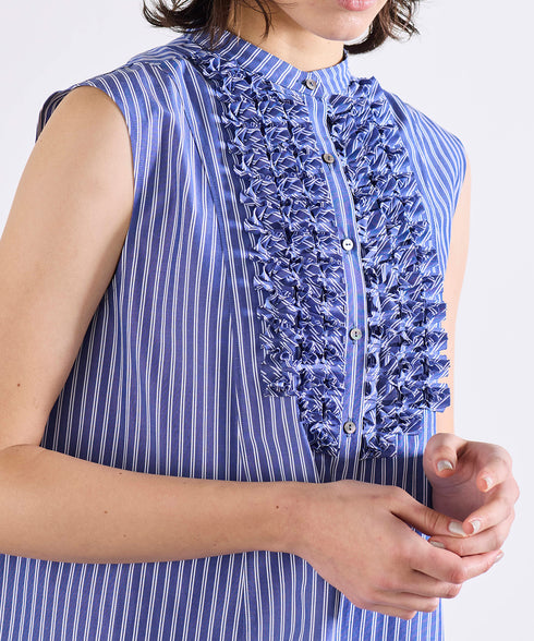 modern tuck frill flare blouse