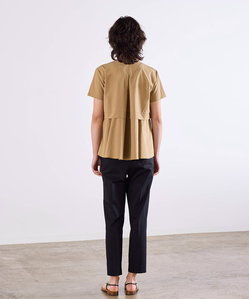 tuck frill flare half sleeve shirt