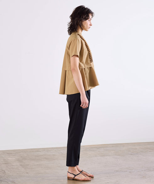 tuck frill flare half sleeve shirt