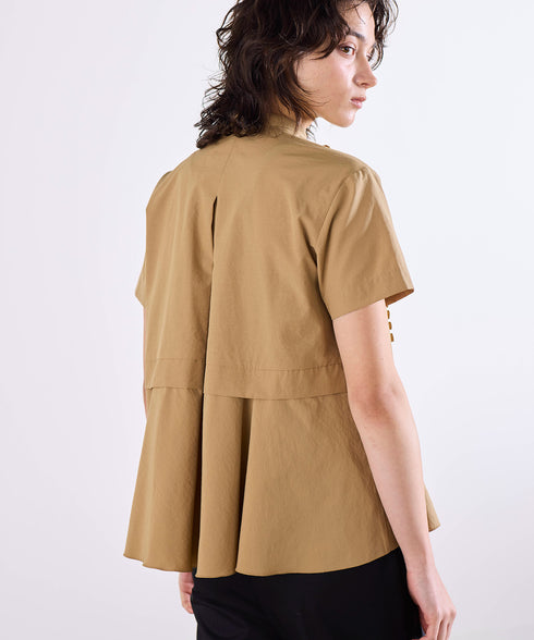 tuck frill flare half sleeve shirt