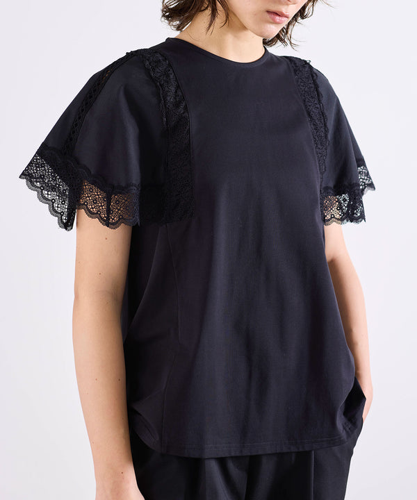 laced handkerchief sleeve cut-sew