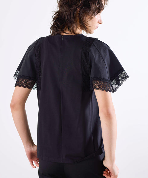 laced handkerchief sleeve cut-sew
