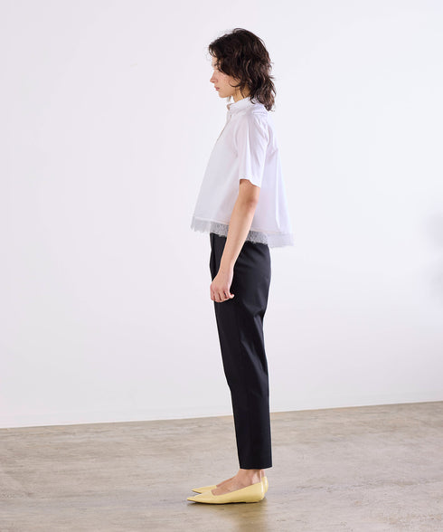 hem lace flare shirt