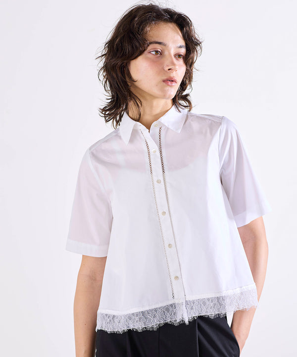 hem lace flare shirt