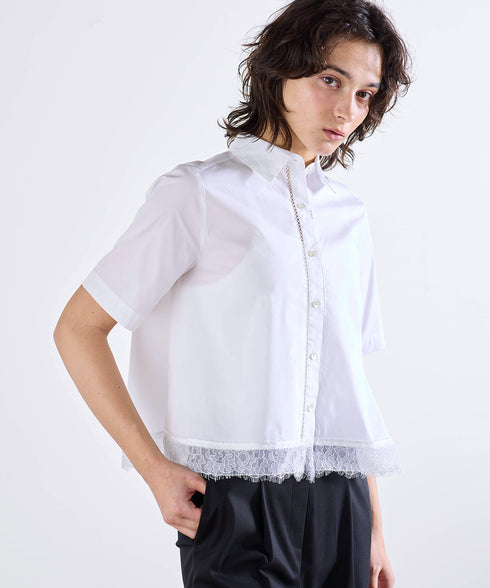 hem lace flare shirt