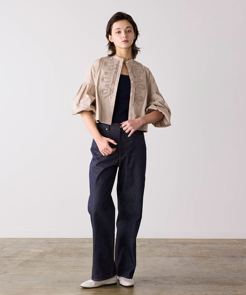 【SOI-MeME】diamond tuck embroidery blouse