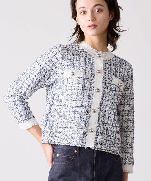 【予約】tweed knit fringe jacket