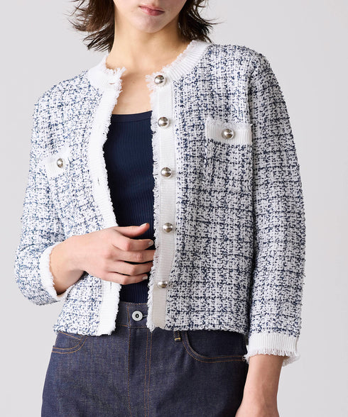 【予約】tweed knit fringe jacket