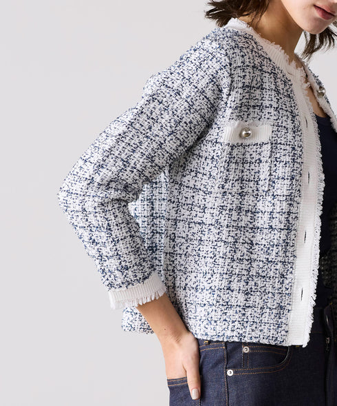 【予約】tweed knit fringe jacket
