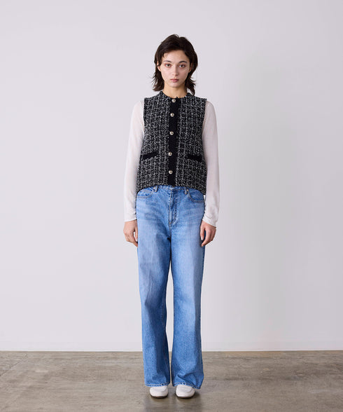 【予約】tweed knit fringe vest