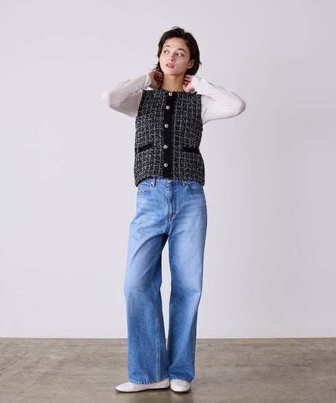 【予約】tweed knit fringe vest