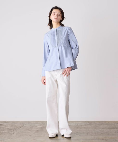 pin tuck bosom embroidery blouse